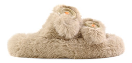 FURRY SLIPPER BUTTON ON STRAPS KC01