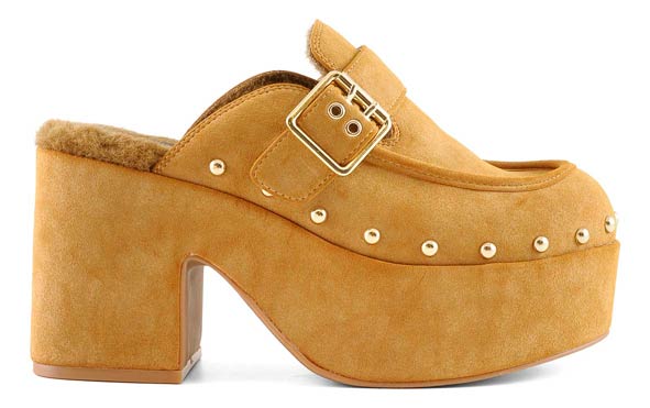 HEELED SABOT MOCCASIN LOOK HC TAN