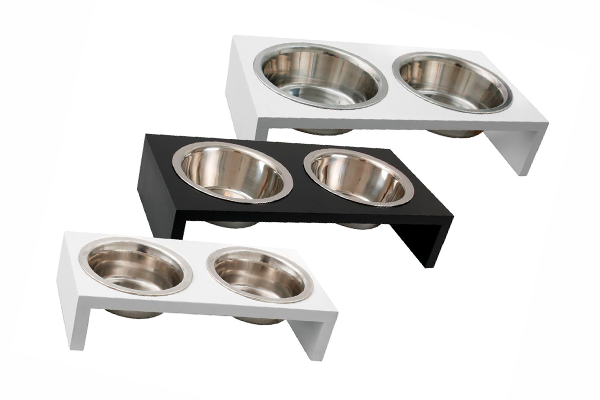 Bowl Luxury Twin Soporte Madera 2x380ml