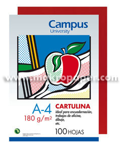 Cartulina Campus University 180gr A4 Roja (100u)