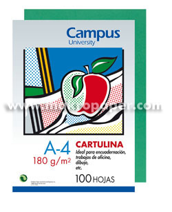 Cartulina Campus 180gr A4 Verde Pino (100u)