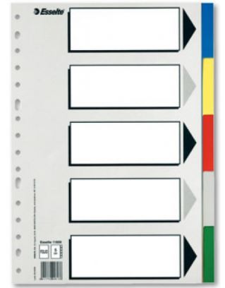 Separadores PP Esselte 5 pestañas folio