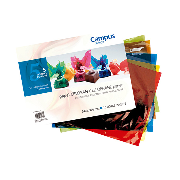 Bloc papel celofán Campus University 5 colores