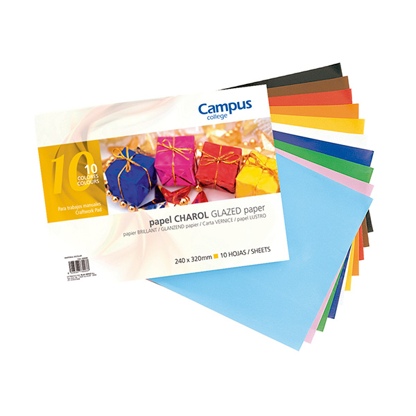 Bloc papel charol Campus University 10 colores