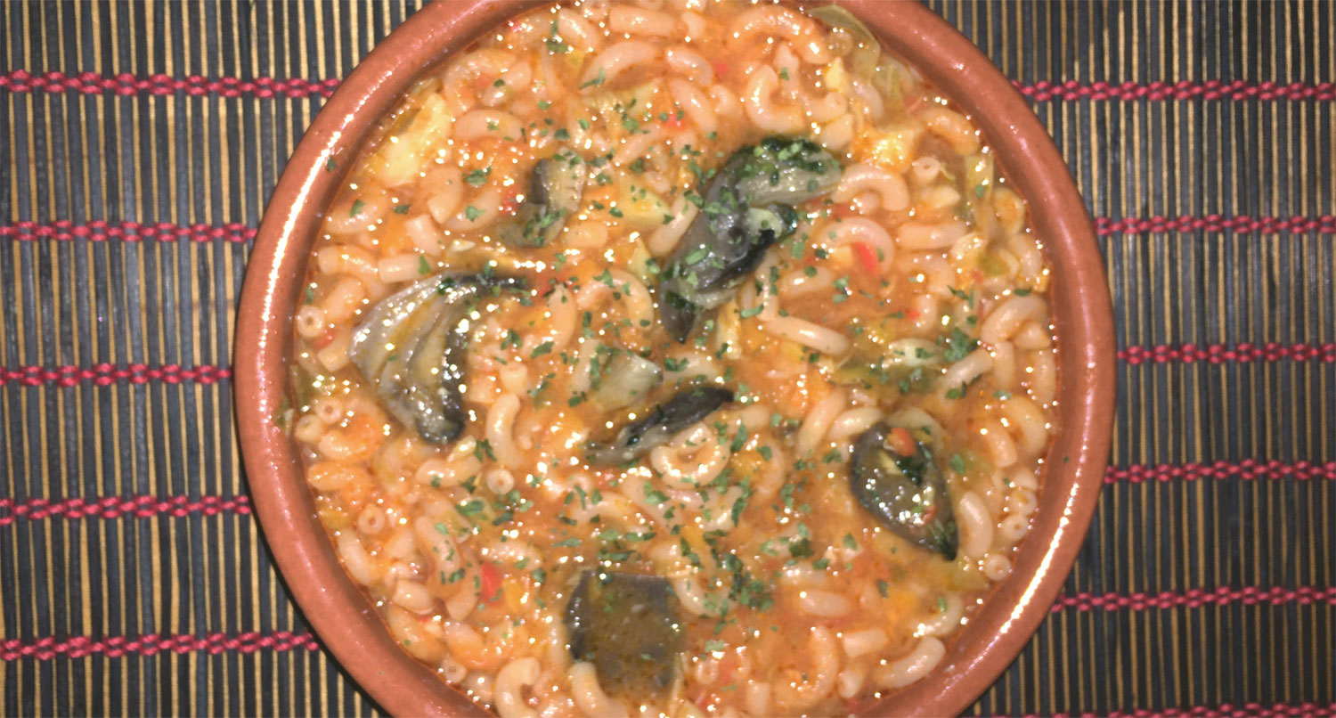 fideos con verduras setas