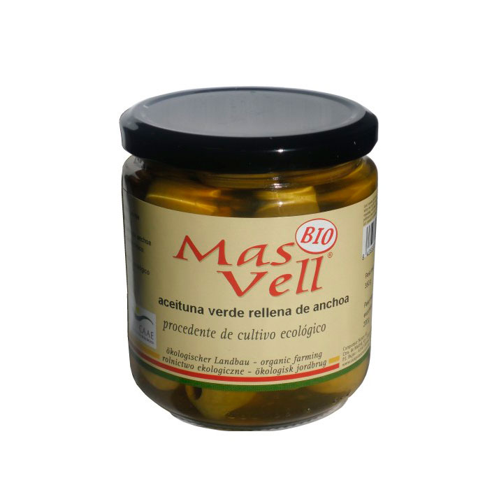 Aceituna verde rellena anchoa 350 gr Mas Vell
