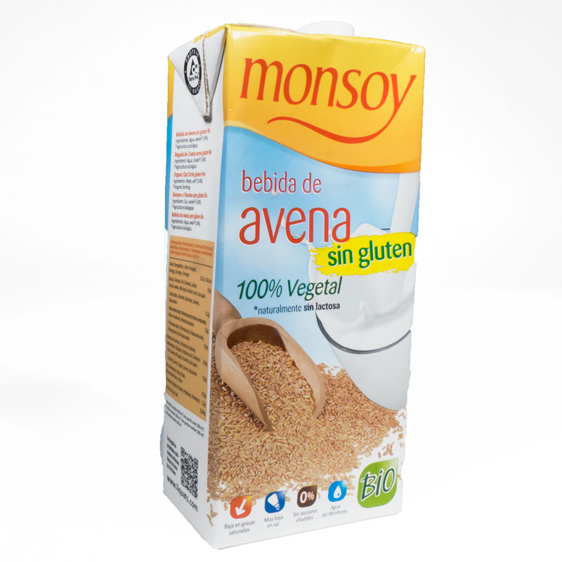 Bebida de avena sin gluten 1L. Monsoy