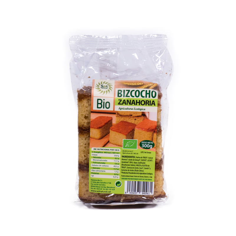 Bizcocho con zanahoria 300gr Solnatural