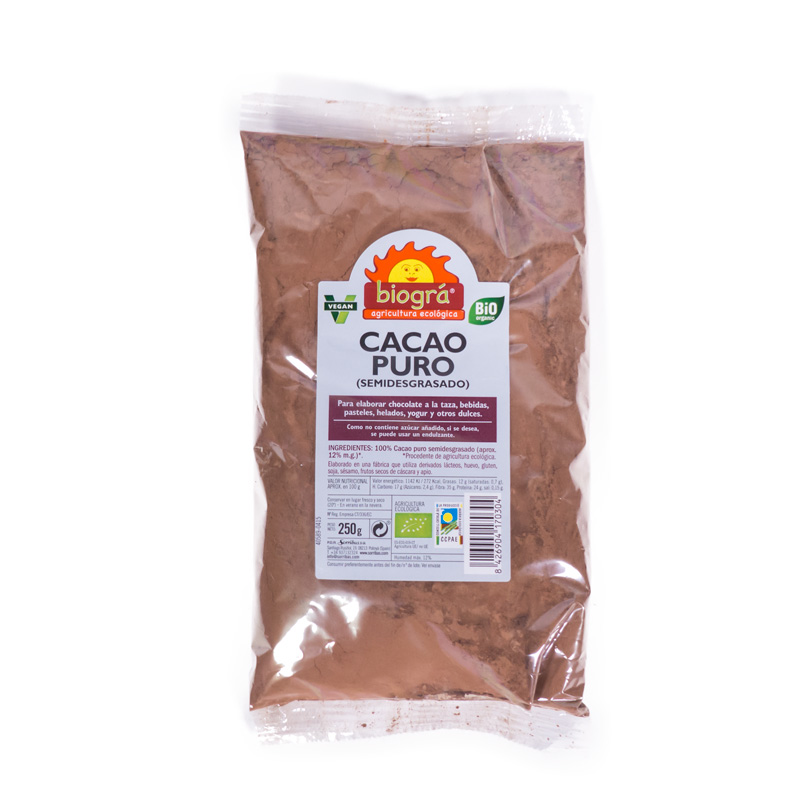 Cacao puro en polvo 250 gr. Biogra