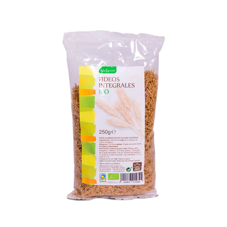 Fideos integrales 250 gr. Biospirit