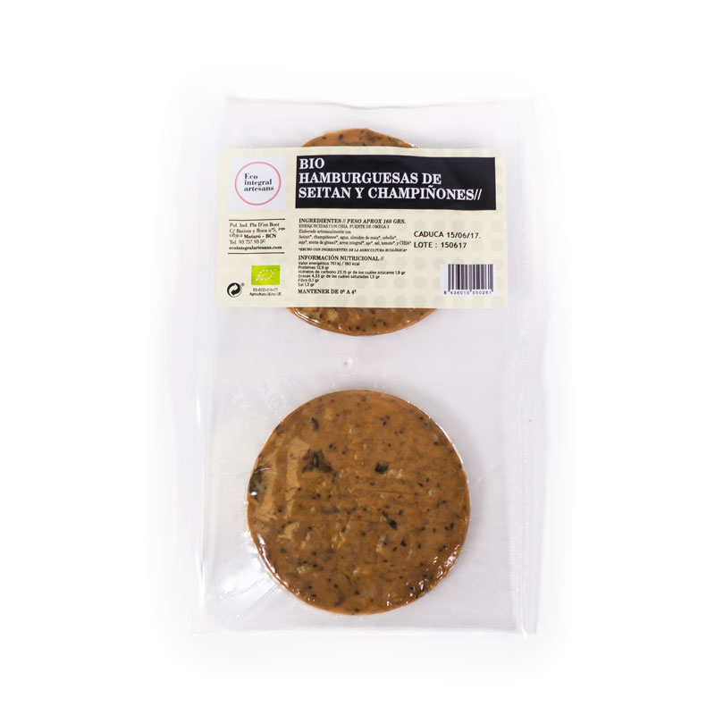 Hamb. seitan y champiñon 160 gr Artesans