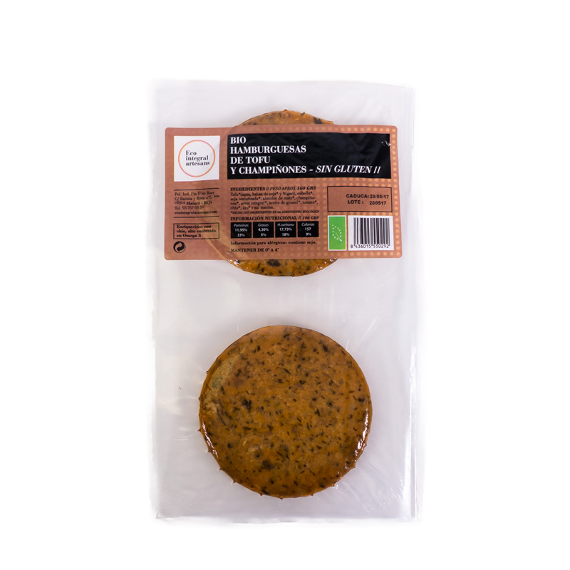 Hamb. tofu y champiñón 160gr Artesans