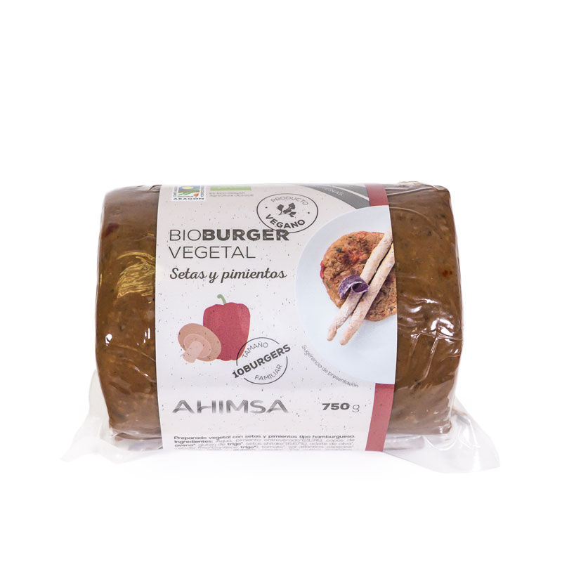 Hamb. familiar setas pimientos 750 gr Ahimsa