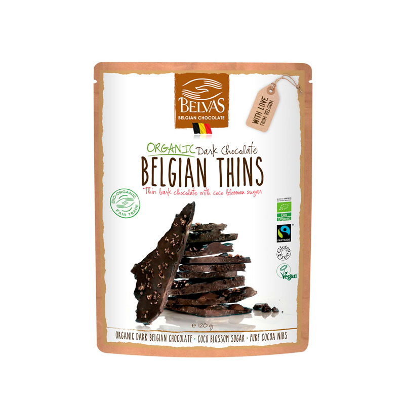 Laminas chocolate, coco y cacao 120 gr. Belvas