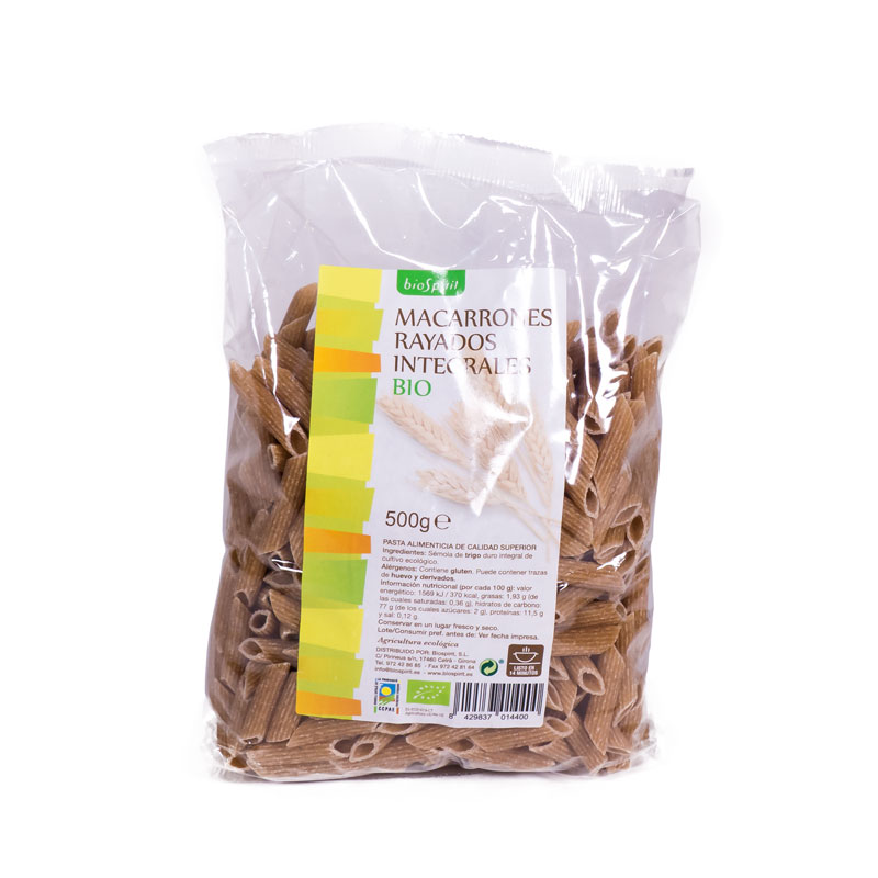 Macarrones integrales 500 gr. Biospirit