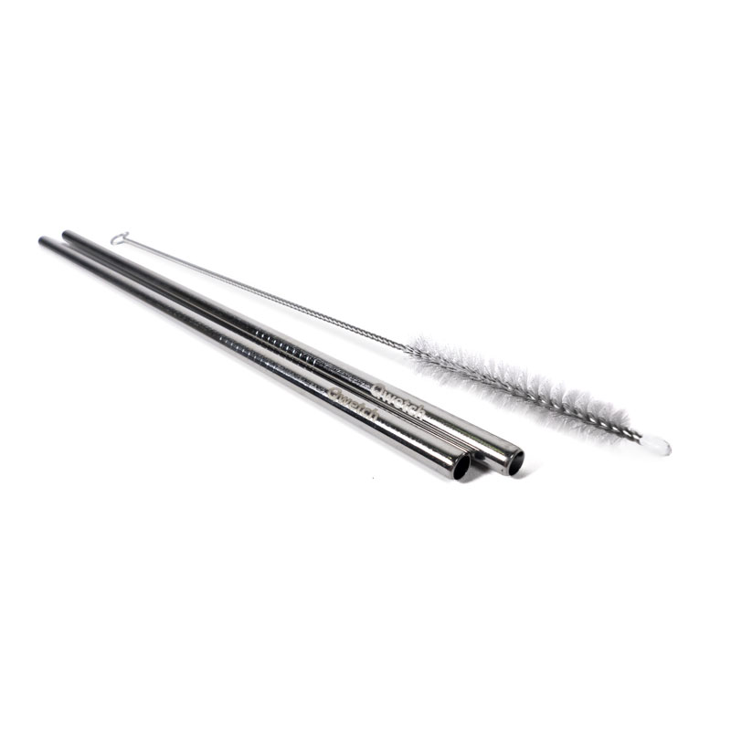 Pajitas acero inox. rectas 2 u.+cepillo Qwetch