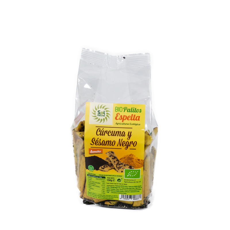 Palitos espelta curcuma-sesamo 150 gr. Sol Natural