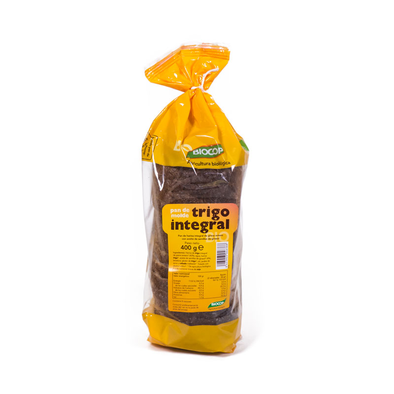 Pan molde trigo integral 400 gr Biocop