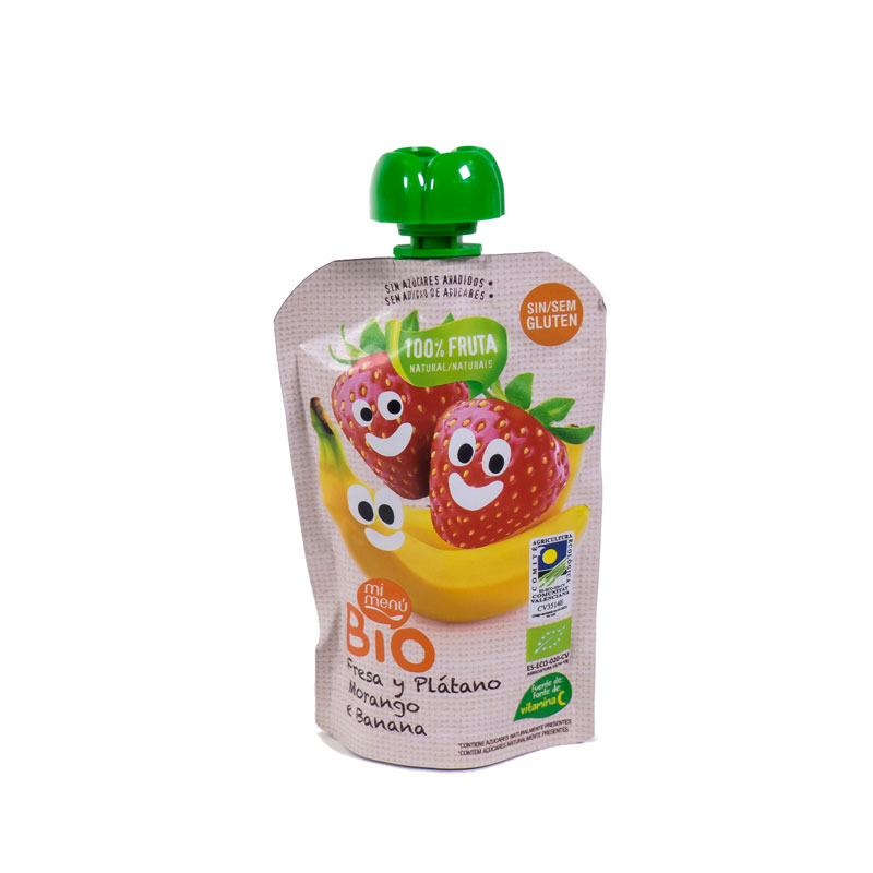 Pouch fresa y platano 100 gr. Bio