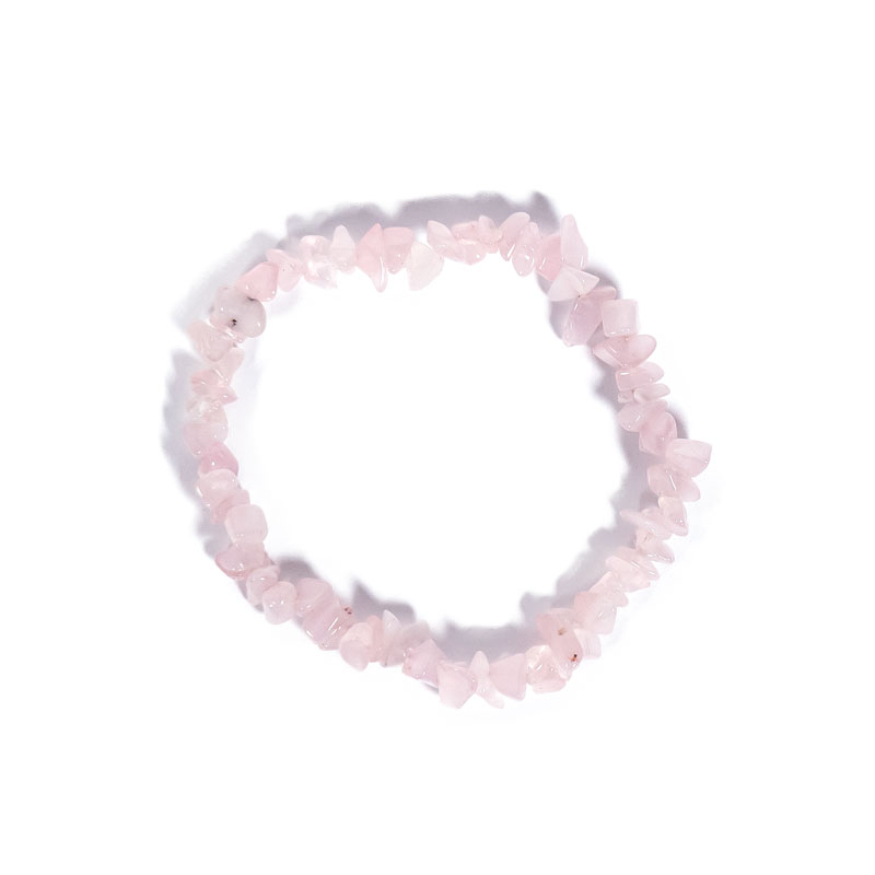 Pulsera chip minerales cuarzo rosa