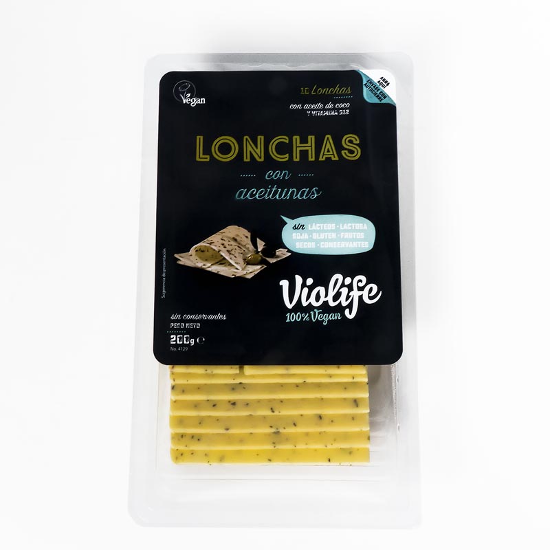 Queso vegano en lonchas olivas 200 gr. Violife