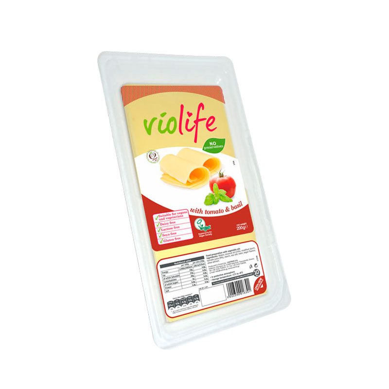 Queso vegano lonchas tomate albahaca 200gr.Violife