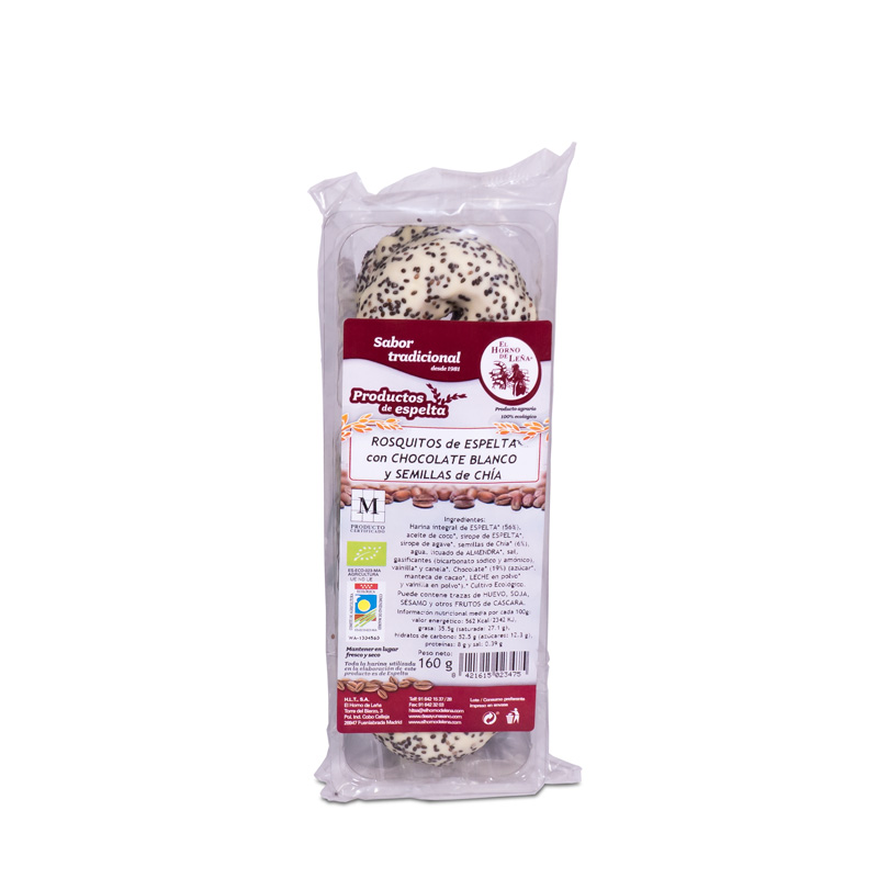 Roscos espelta chocolate blanco y chia 150 gr.