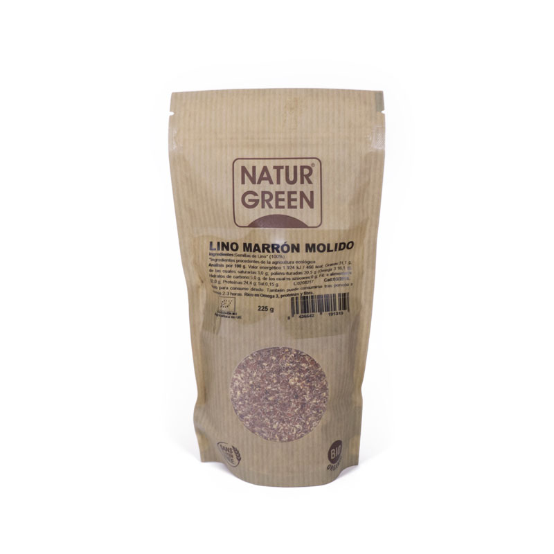 Semillas lino marrón molido 225 gr Naturgreen
