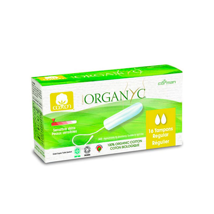 Tampon regular sin aplicador 16 u. Organyc