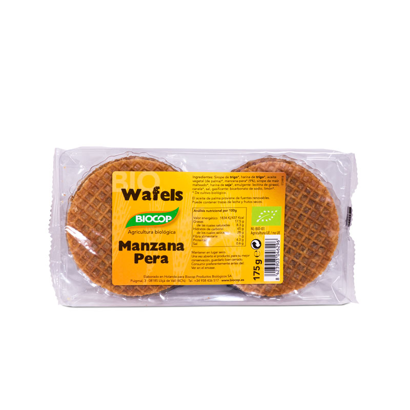 Wafels de manzana y pera 175 gr Biocop