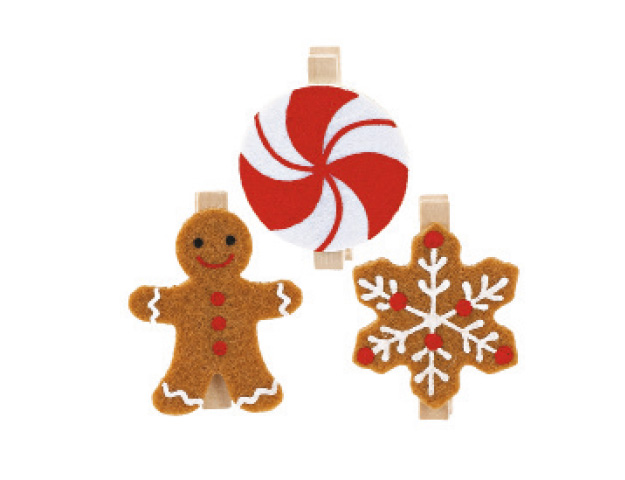 Set 6 pinzas motivos navideños 