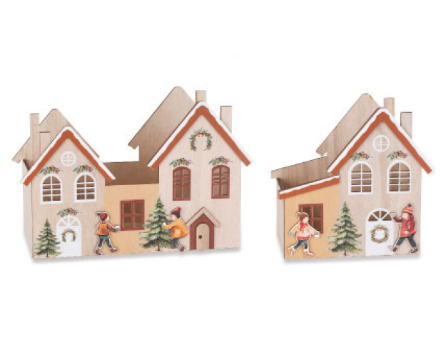 Set 2 cestos casitas historias de Navidad