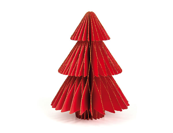 Arbol plegable papel rojo , puntas redondas   h,50 cm