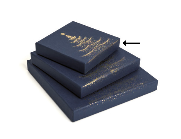 Caja Rígida Cuadrada azul arbol dorado