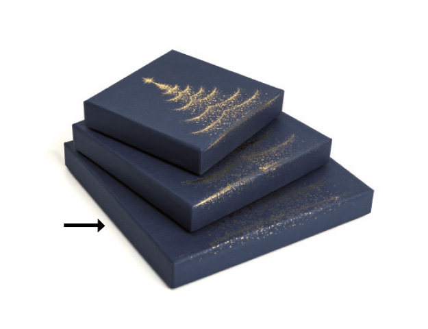 Caja Rígida Cuadrada azul arbol dorado 