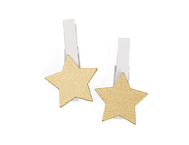 Pinzas madera estrella dorada 
